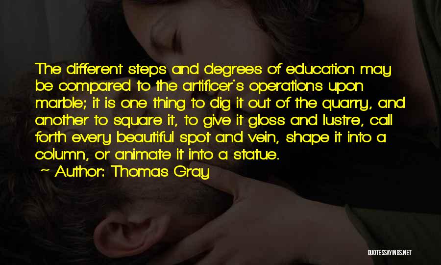 Thomas Gray Quotes: The Different Steps And Degrees Of Education May Be Compared To The Artificer's Operations Upon Marble; It Is One Thing