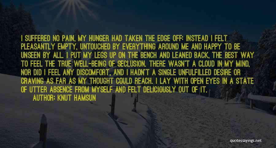 Knut Hamsun Quotes: I Suffered No Pain, My Hunger Had Taken The Edge Off; Instead I Felt Pleasantly Empty, Untouched By Everything Around