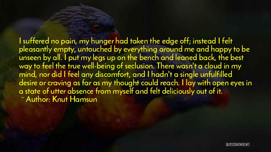 Knut Hamsun Quotes: I Suffered No Pain, My Hunger Had Taken The Edge Off; Instead I Felt Pleasantly Empty, Untouched By Everything Around