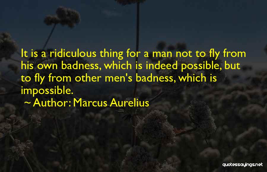 Marcus Aurelius Quotes: It Is A Ridiculous Thing For A Man Not To Fly From His Own Badness, Which Is Indeed Possible, But