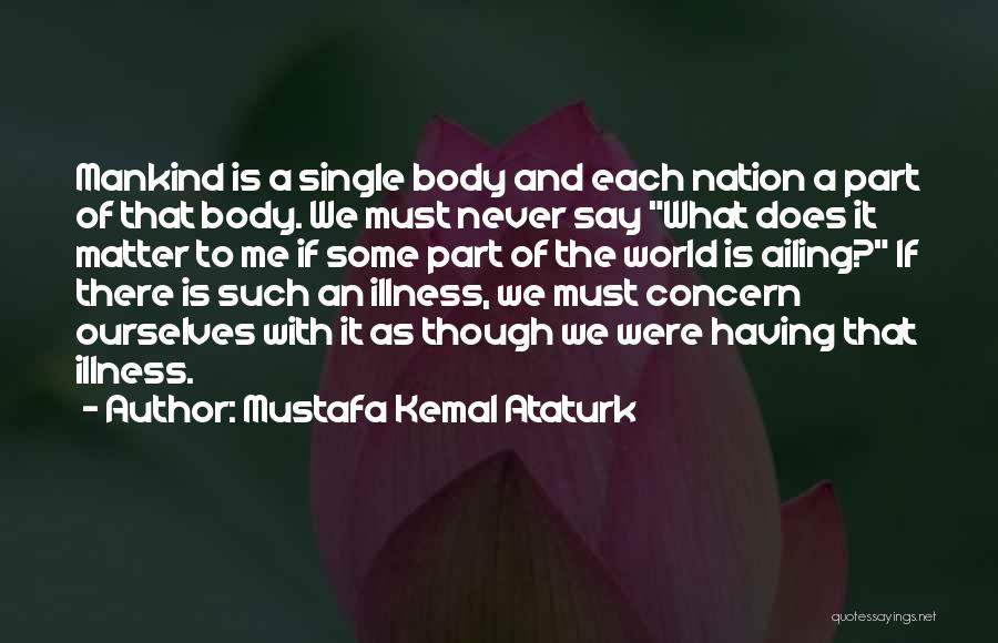 Mustafa Kemal Ataturk Quotes: Mankind Is A Single Body And Each Nation A Part Of That Body. We Must Never Say What Does It