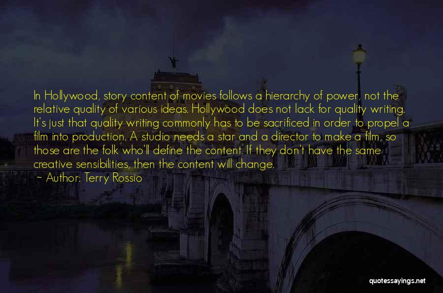 Terry Rossio Quotes: In Hollywood, Story Content Of Movies Follows A Hierarchy Of Power, Not The Relative Quality Of Various Ideas. Hollywood Does