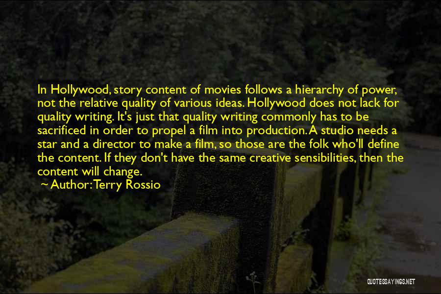 Terry Rossio Quotes: In Hollywood, Story Content Of Movies Follows A Hierarchy Of Power, Not The Relative Quality Of Various Ideas. Hollywood Does