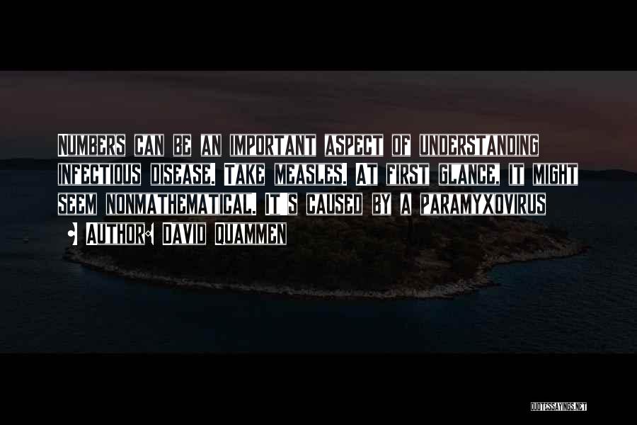 David Quammen Quotes: Numbers Can Be An Important Aspect Of Understanding Infectious Disease. Take Measles. At First Glance, It Might Seem Nonmathematical. It's