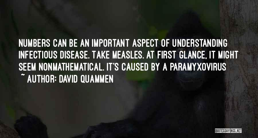 David Quammen Quotes: Numbers Can Be An Important Aspect Of Understanding Infectious Disease. Take Measles. At First Glance, It Might Seem Nonmathematical. It's