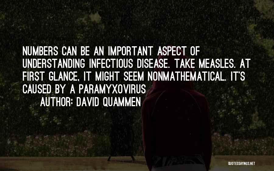 David Quammen Quotes: Numbers Can Be An Important Aspect Of Understanding Infectious Disease. Take Measles. At First Glance, It Might Seem Nonmathematical. It's