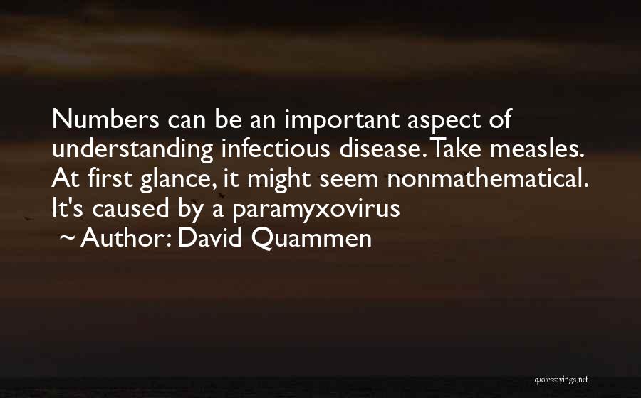 David Quammen Quotes: Numbers Can Be An Important Aspect Of Understanding Infectious Disease. Take Measles. At First Glance, It Might Seem Nonmathematical. It's