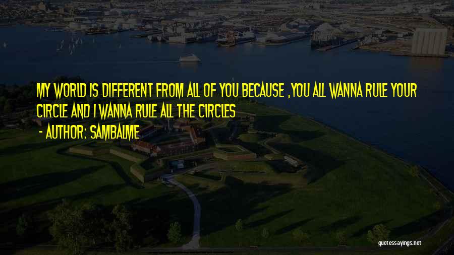 Sambalme Quotes: My World Is Different From All Of You Because ,you All Wanna Rule Your Circle And I Wanna Rule All