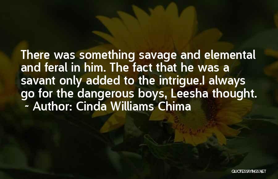 Cinda Williams Chima Quotes: There Was Something Savage And Elemental And Feral In Him. The Fact That He Was A Savant Only Added To