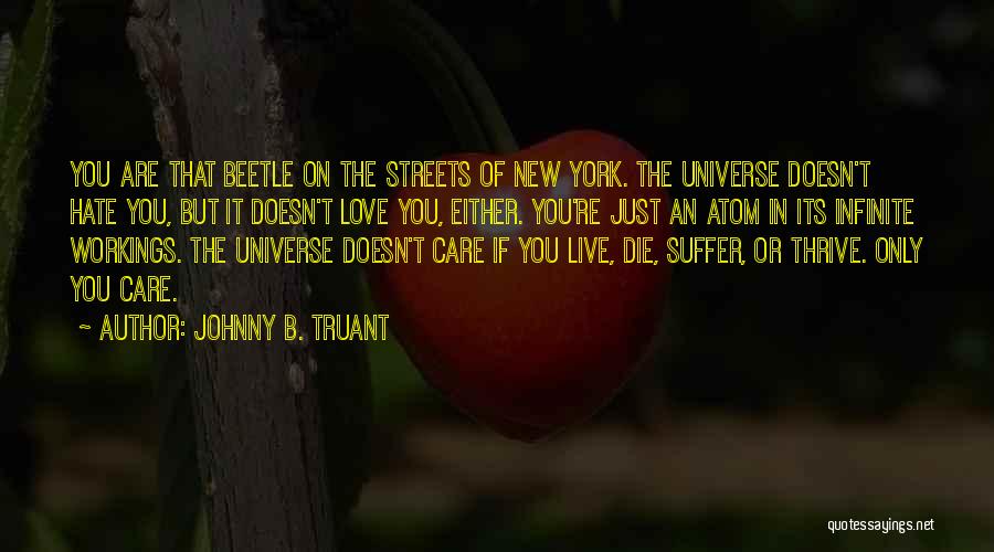 Johnny B. Truant Quotes: You Are That Beetle On The Streets Of New York. The Universe Doesn't Hate You, But It Doesn't Love You,