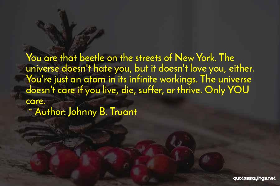 Johnny B. Truant Quotes: You Are That Beetle On The Streets Of New York. The Universe Doesn't Hate You, But It Doesn't Love You,