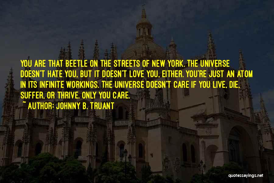 Johnny B. Truant Quotes: You Are That Beetle On The Streets Of New York. The Universe Doesn't Hate You, But It Doesn't Love You,