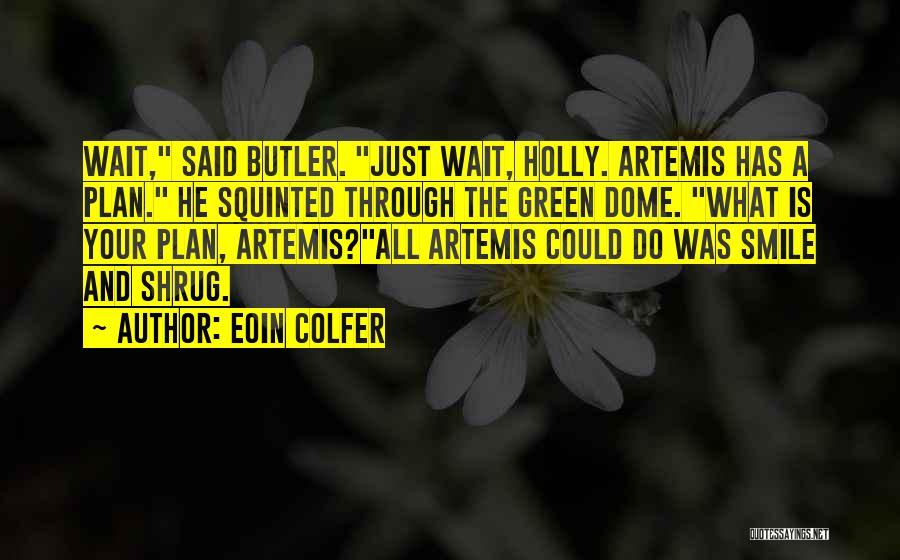 Eoin Colfer Quotes: Wait, Said Butler. Just Wait, Holly. Artemis Has A Plan. He Squinted Through The Green Dome. What Is Your Plan,