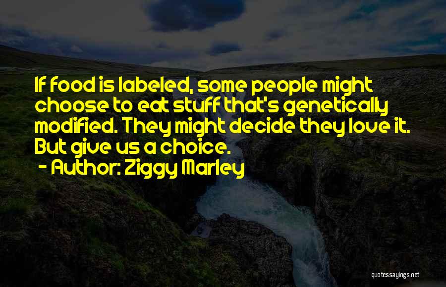 Ziggy Marley Quotes: If Food Is Labeled, Some People Might Choose To Eat Stuff That's Genetically Modified. They Might Decide They Love It.