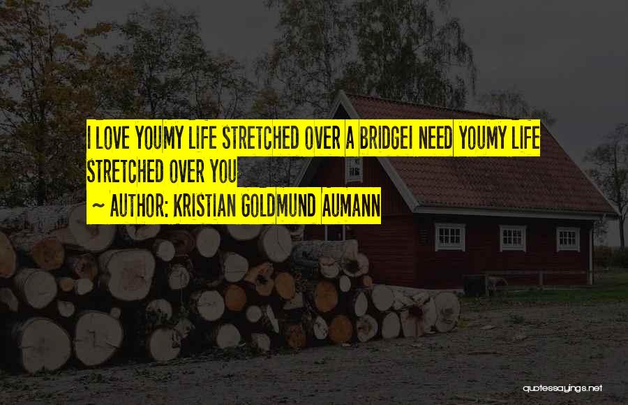 Kristian Goldmund Aumann Quotes: I Love Youmy Life Stretched Over A Bridgei Need Youmy Life Stretched Over You