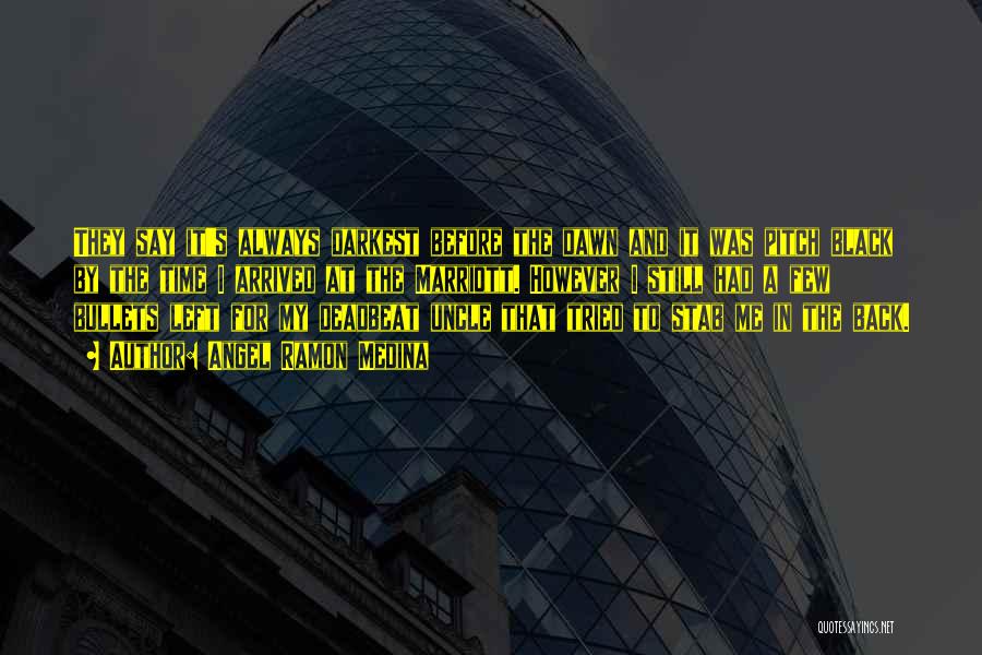 Angel Ramon Medina Quotes: They Say It's Always Darkest Before The Dawn And It Was Pitch Black By The Time I Arrived At The