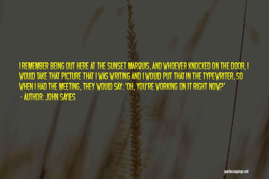 John Sayles Quotes: I Remember Being Out Here At The Sunset Marquis, And Whoever Knocked On The Door, I Would Take That Picture