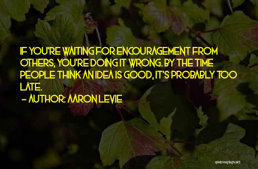 Aaron Levie Quotes: If You're Waiting For Encouragement From Others, You're Doing It Wrong. By The Time People Think An Idea Is Good,