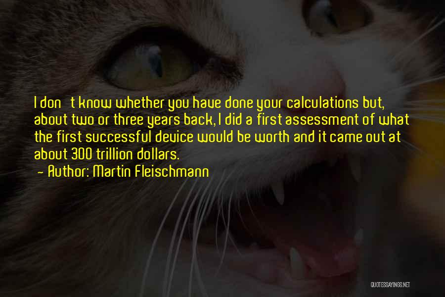 Martin Fleischmann Quotes: I Don't Know Whether You Have Done Your Calculations But, About Two Or Three Years Back, I Did A First