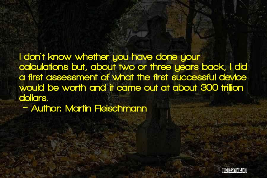 Martin Fleischmann Quotes: I Don't Know Whether You Have Done Your Calculations But, About Two Or Three Years Back, I Did A First