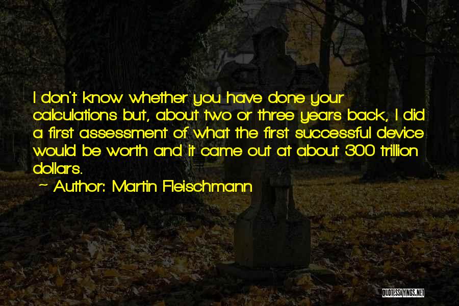 Martin Fleischmann Quotes: I Don't Know Whether You Have Done Your Calculations But, About Two Or Three Years Back, I Did A First