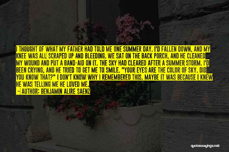 Benjamin Alire Saenz Quotes: I Thought Of What My Father Had Told Me One Summer Day. I'd Fallen Down, And My Knee Was All