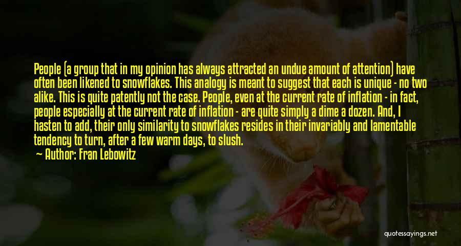 Fran Lebowitz Quotes: People (a Group That In My Opinion Has Always Attracted An Undue Amount Of Attention) Have Often Been Likened To