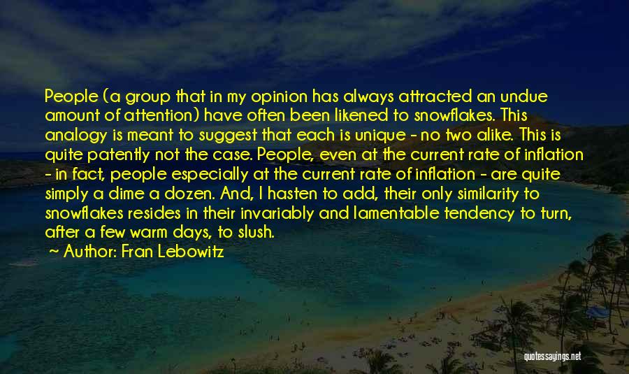 Fran Lebowitz Quotes: People (a Group That In My Opinion Has Always Attracted An Undue Amount Of Attention) Have Often Been Likened To