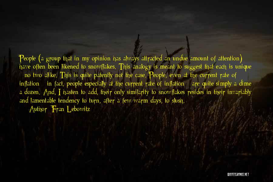 Fran Lebowitz Quotes: People (a Group That In My Opinion Has Always Attracted An Undue Amount Of Attention) Have Often Been Likened To