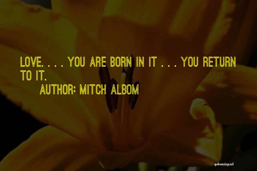 Mitch Albom Quotes: Love. . . . You Are Born In It . . . You Return To It.