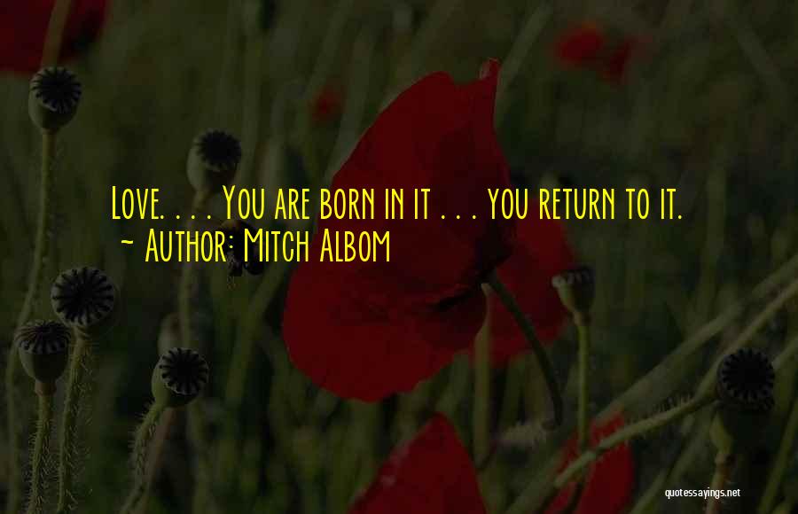 Mitch Albom Quotes: Love. . . . You Are Born In It . . . You Return To It.