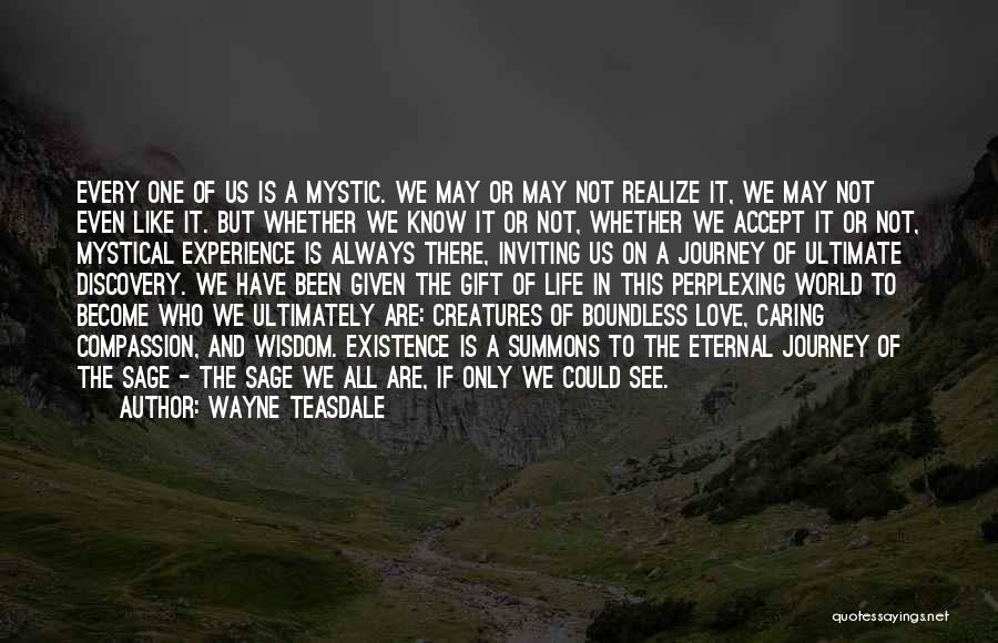 Wayne Teasdale Quotes: Every One Of Us Is A Mystic. We May Or May Not Realize It, We May Not Even Like It.