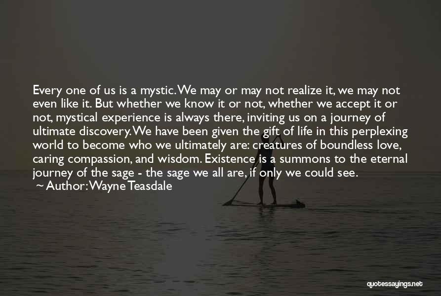 Wayne Teasdale Quotes: Every One Of Us Is A Mystic. We May Or May Not Realize It, We May Not Even Like It.