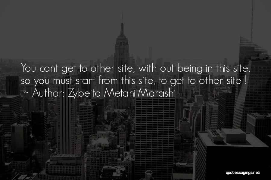 Zybejta Metani'Marashi Quotes: You Cant Get To Other Site, With Out Being In This Site, So You Must Start From This Site, To