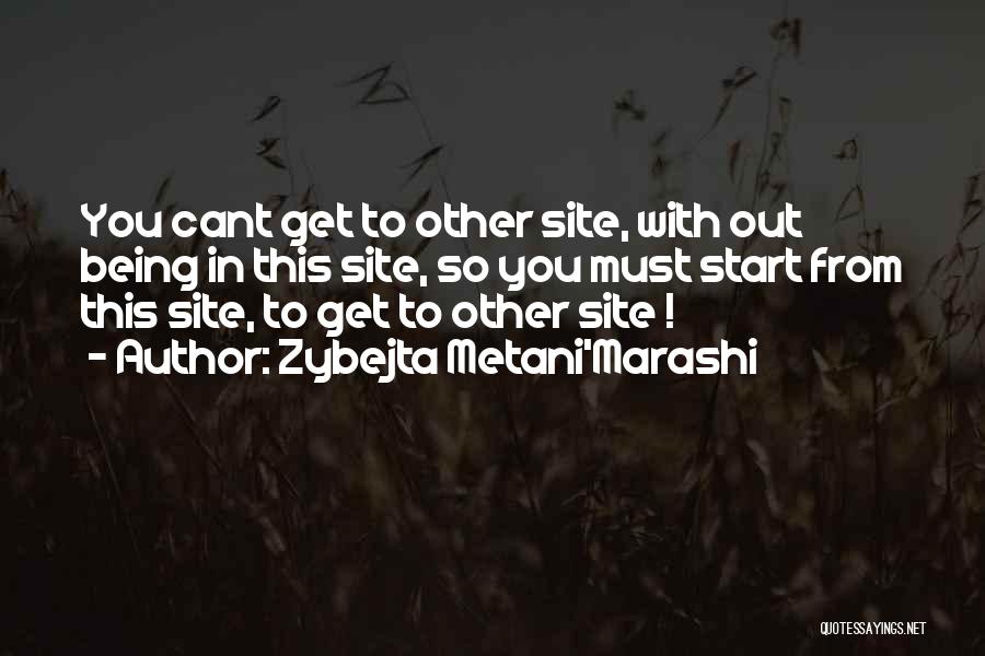 Zybejta Metani'Marashi Quotes: You Cant Get To Other Site, With Out Being In This Site, So You Must Start From This Site, To