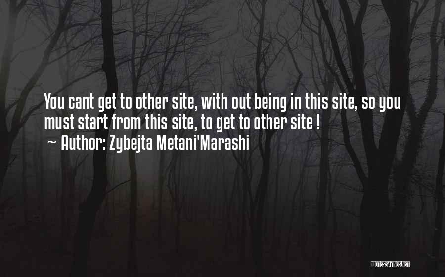 Zybejta Metani'Marashi Quotes: You Cant Get To Other Site, With Out Being In This Site, So You Must Start From This Site, To