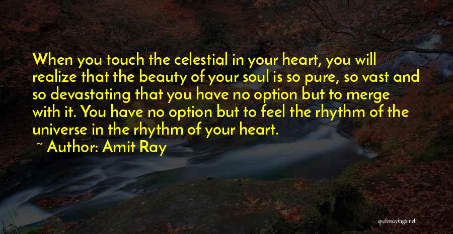 Amit Ray Quotes: When You Touch The Celestial In Your Heart, You Will Realize That The Beauty Of Your Soul Is So Pure,