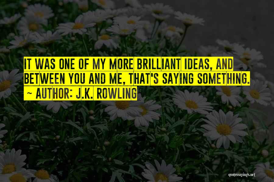 J.K. Rowling Quotes: It Was One Of My More Brilliant Ideas, And Between You And Me, That's Saying Something.