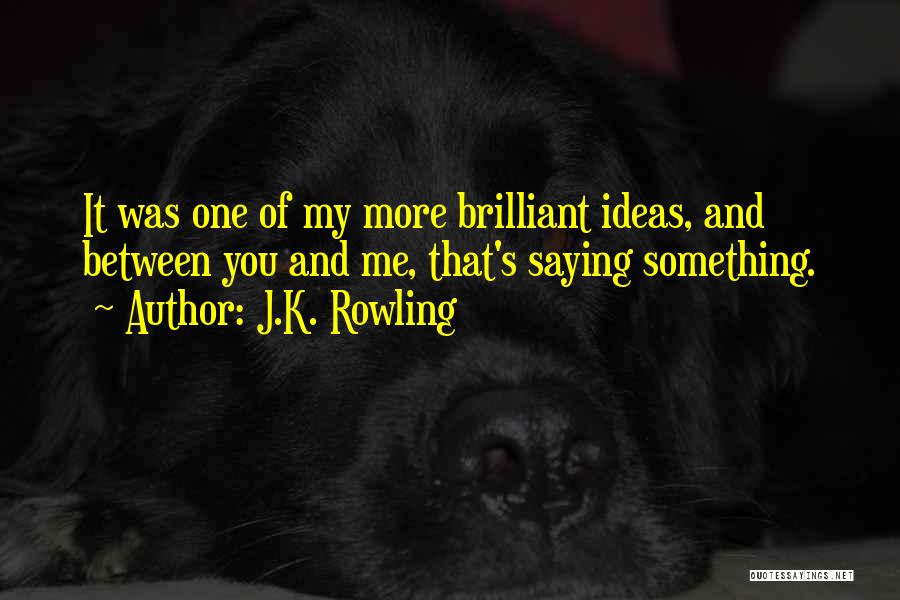 J.K. Rowling Quotes: It Was One Of My More Brilliant Ideas, And Between You And Me, That's Saying Something.