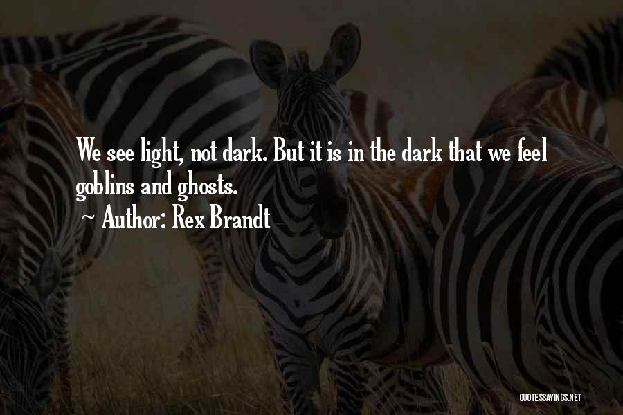 Rex Brandt Quotes: We See Light, Not Dark. But It Is In The Dark That We Feel Goblins And Ghosts.