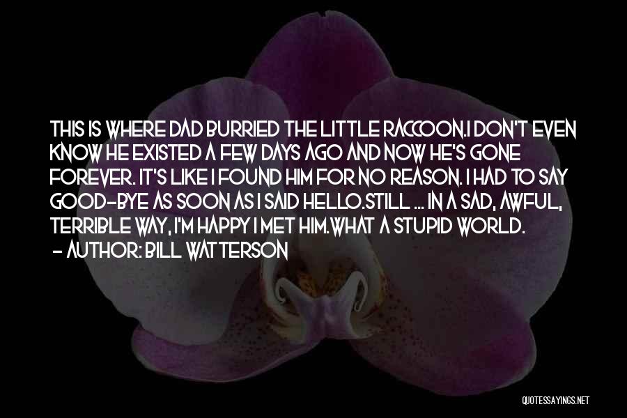 Bill Watterson Quotes: This Is Where Dad Burried The Little Raccoon.i Don't Even Know He Existed A Few Days Ago And Now He's