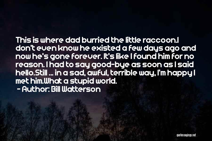 Bill Watterson Quotes: This Is Where Dad Burried The Little Raccoon.i Don't Even Know He Existed A Few Days Ago And Now He's