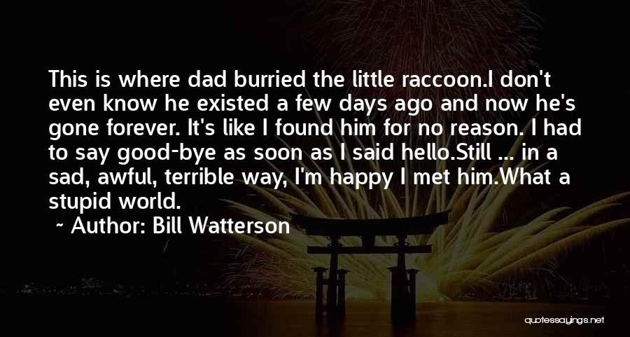 Bill Watterson Quotes: This Is Where Dad Burried The Little Raccoon.i Don't Even Know He Existed A Few Days Ago And Now He's