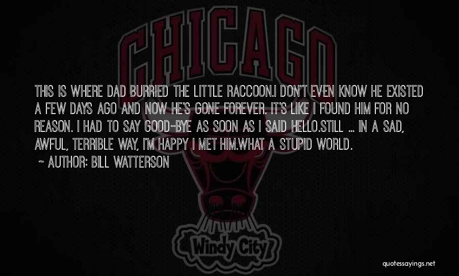 Bill Watterson Quotes: This Is Where Dad Burried The Little Raccoon.i Don't Even Know He Existed A Few Days Ago And Now He's