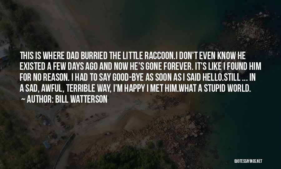 Bill Watterson Quotes: This Is Where Dad Burried The Little Raccoon.i Don't Even Know He Existed A Few Days Ago And Now He's