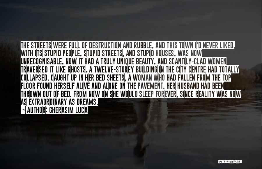 Gherasim Luca Quotes: The Streets Were Full Of Destruction And Rubble, And This Town I'd Never Liked, With Its Stupid People, Stupid Streets,