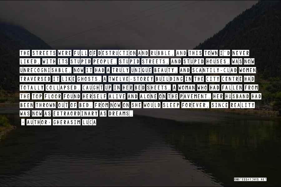 Gherasim Luca Quotes: The Streets Were Full Of Destruction And Rubble, And This Town I'd Never Liked, With Its Stupid People, Stupid Streets,