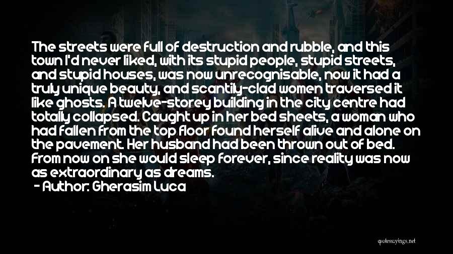 Gherasim Luca Quotes: The Streets Were Full Of Destruction And Rubble, And This Town I'd Never Liked, With Its Stupid People, Stupid Streets,