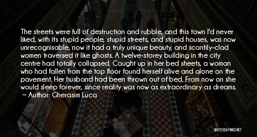 Gherasim Luca Quotes: The Streets Were Full Of Destruction And Rubble, And This Town I'd Never Liked, With Its Stupid People, Stupid Streets,