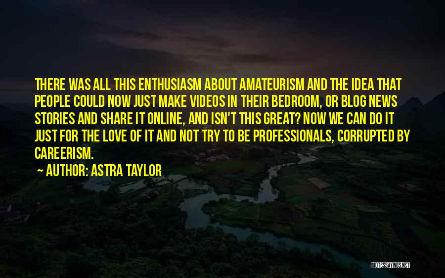 Astra Taylor Quotes: There Was All This Enthusiasm About Amateurism And The Idea That People Could Now Just Make Videos In Their Bedroom,